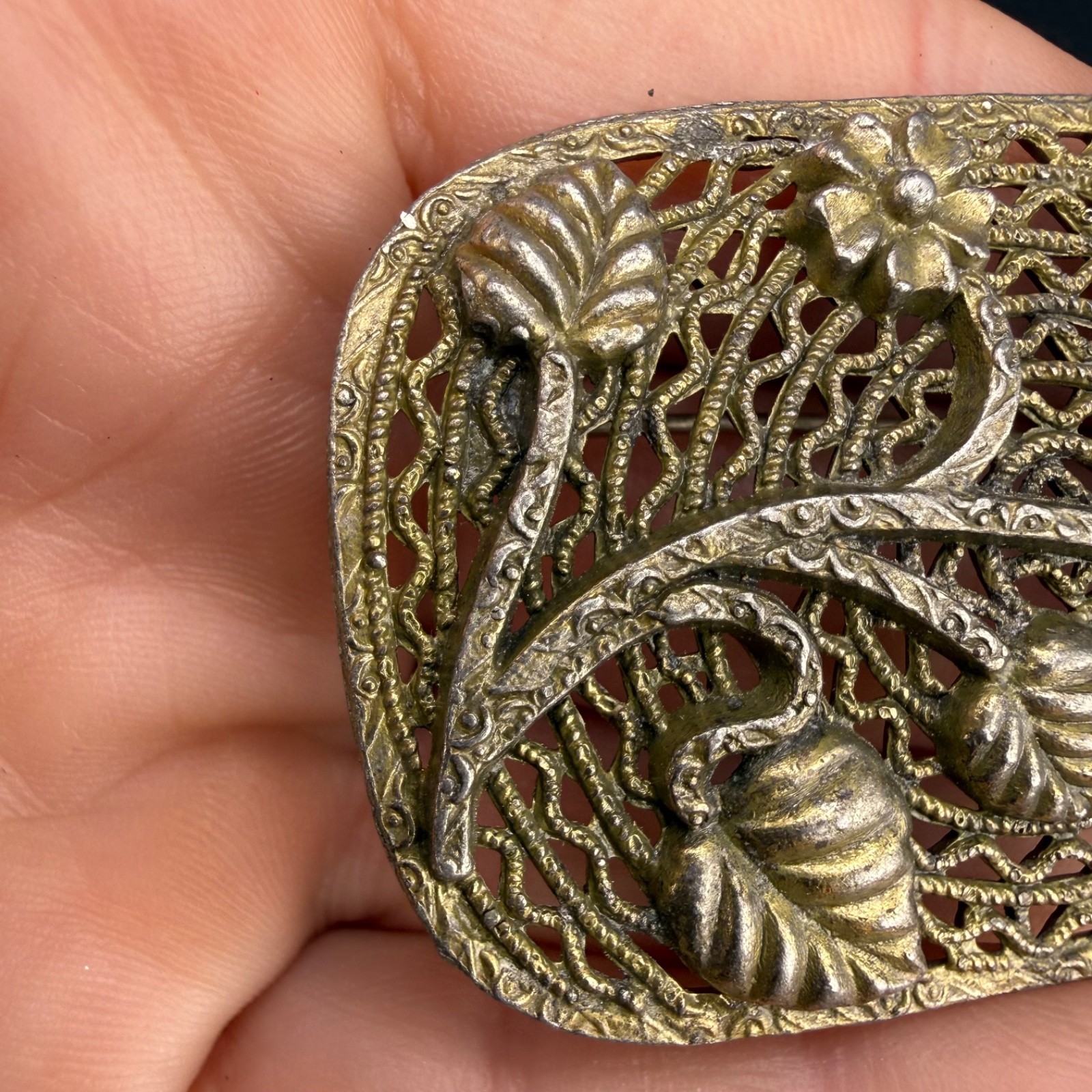 Vintage Little Nemo Filigree Nature Brooch Silver Tone Signed