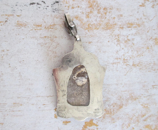 LARGE Brutalist Pendant Artisan Israel – Sterling Silver and Quartz Pendant
