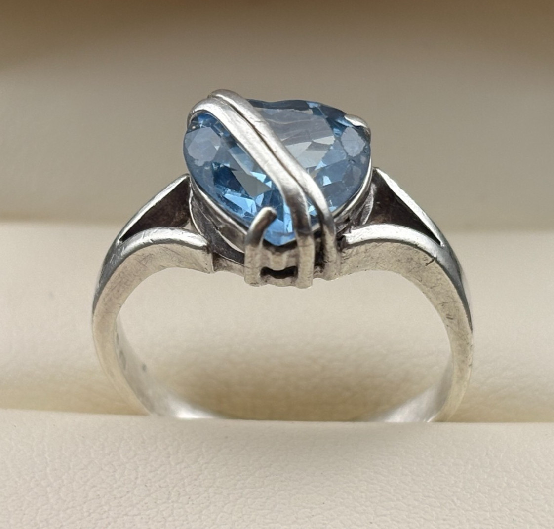 925 Sterling Silver Vintage Sky & Swiss Blue Topaz Designer Rings Sz. 8 & 8.5
