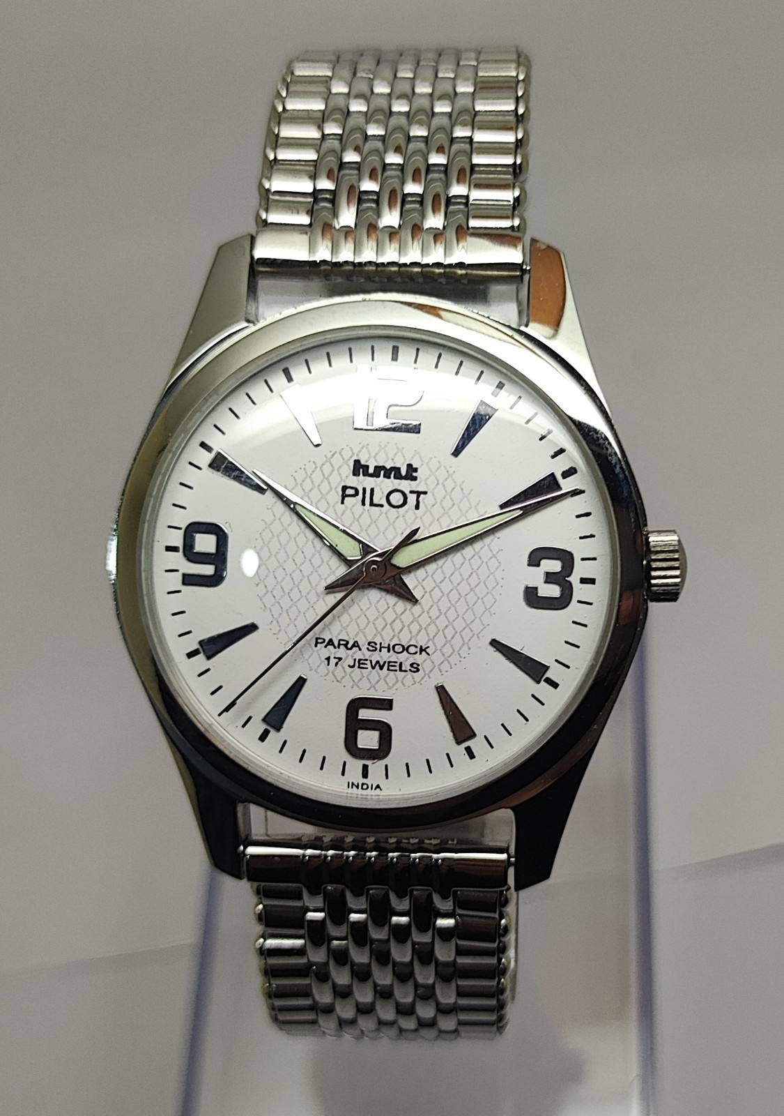HMT Pilot Mechanical Hand Wound Watch White Dial Vintage Men’s Wristwatch