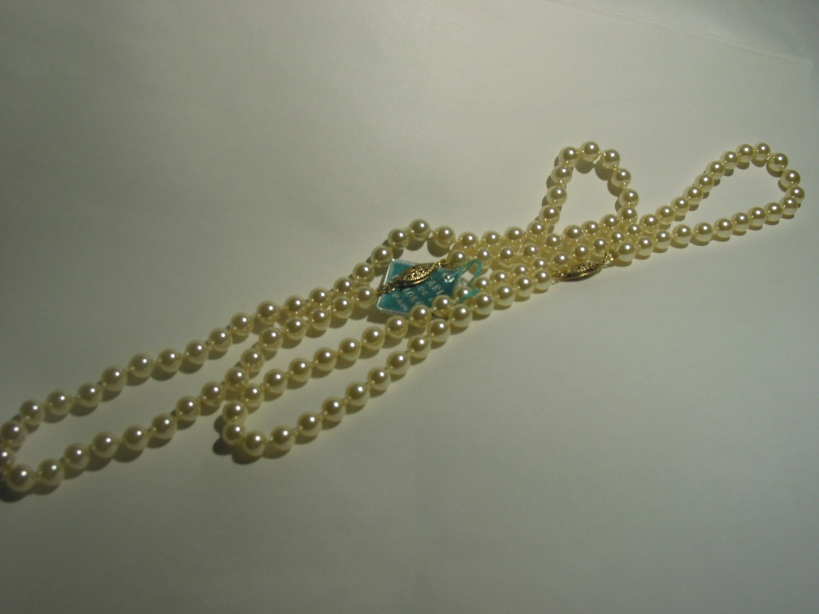 2 VINTAGE NOS 6mm Mallorca Pearl Necklace TAG Majorca Spain A+ Gold Fill Clasp