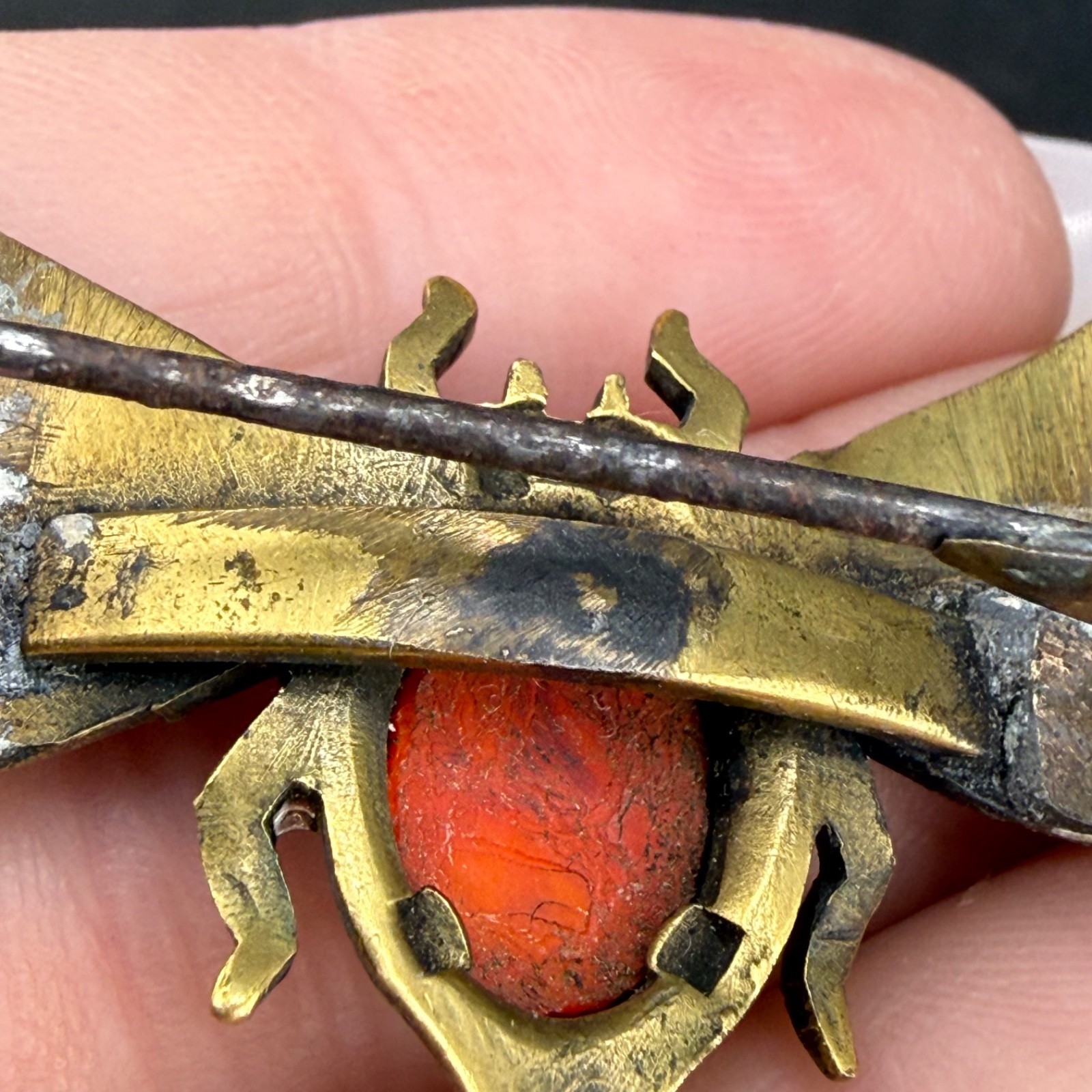 Vintage Dragonfly Brooch Gold Tone Insect Old