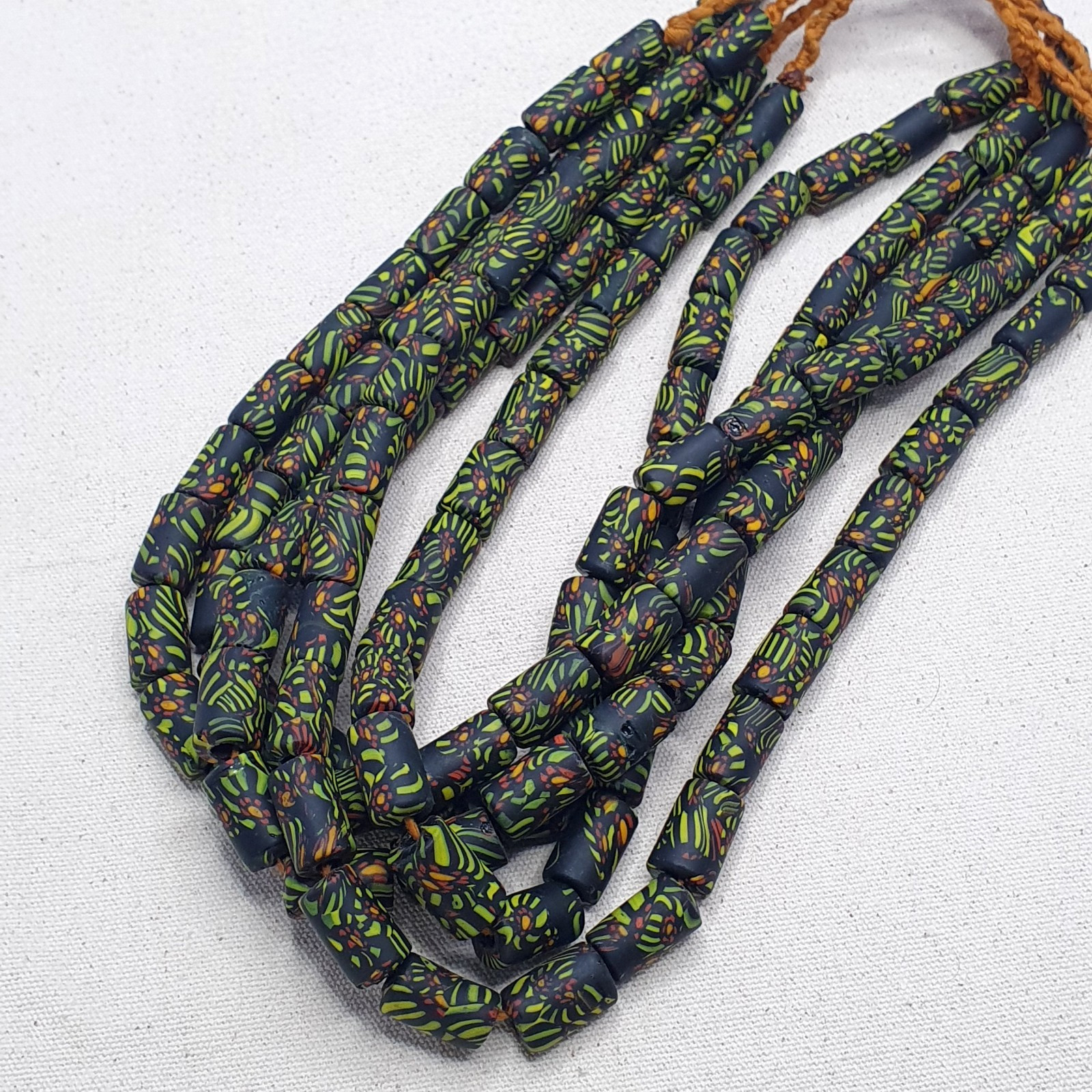 Vintage Gabri Eyes Style African Glass Beads Necklace Strand, Ethnic Tribal