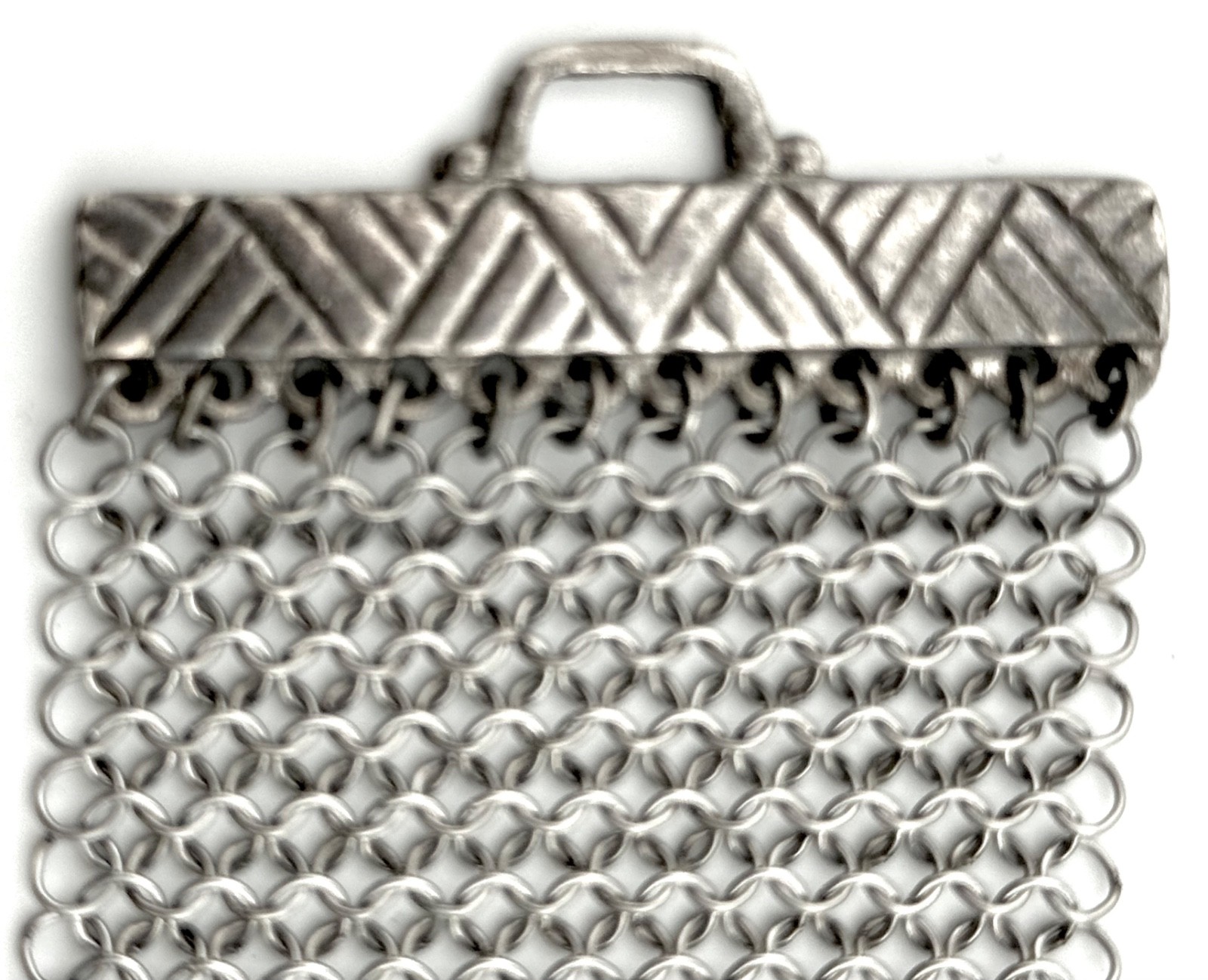 Vintage Silver Tone Signed Anthony Ferrara Mesh Bracelet Rhinestones