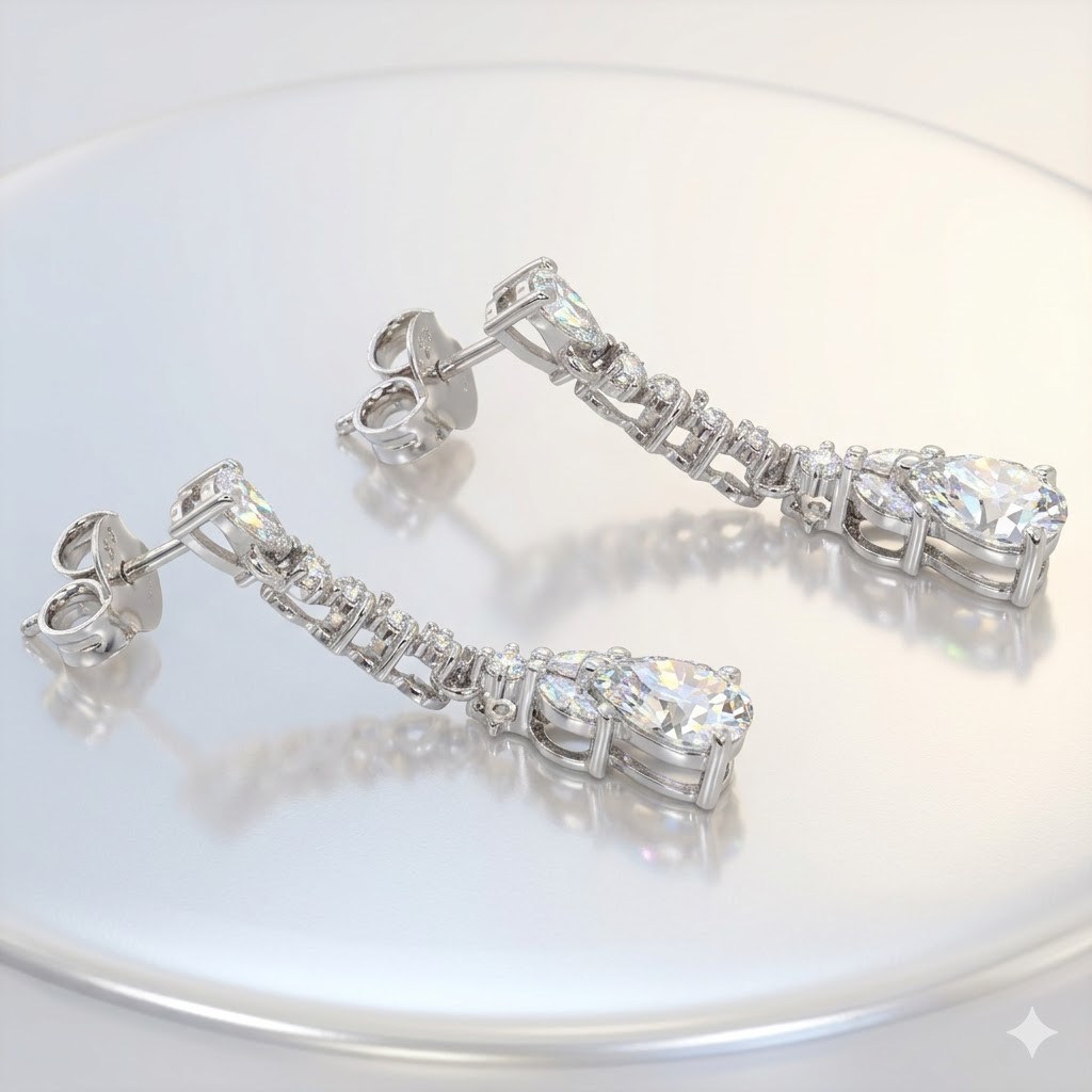 Stylish Rare 4.00 Ct Certified Diamond Dangler Earrings, Free Diamond Studs