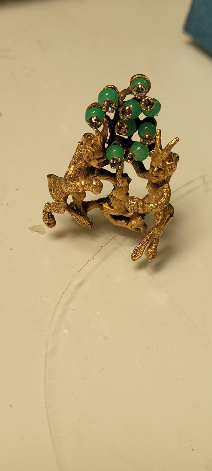 Antique Rare De Nicola Mystical Creature Faux Gem Pendant Brooch