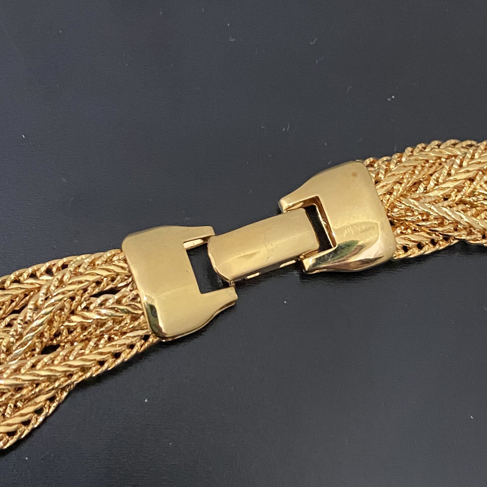 Vintage Unsigned Gold Tone Braided Chain Collar Runway 18” Necklace 58g.