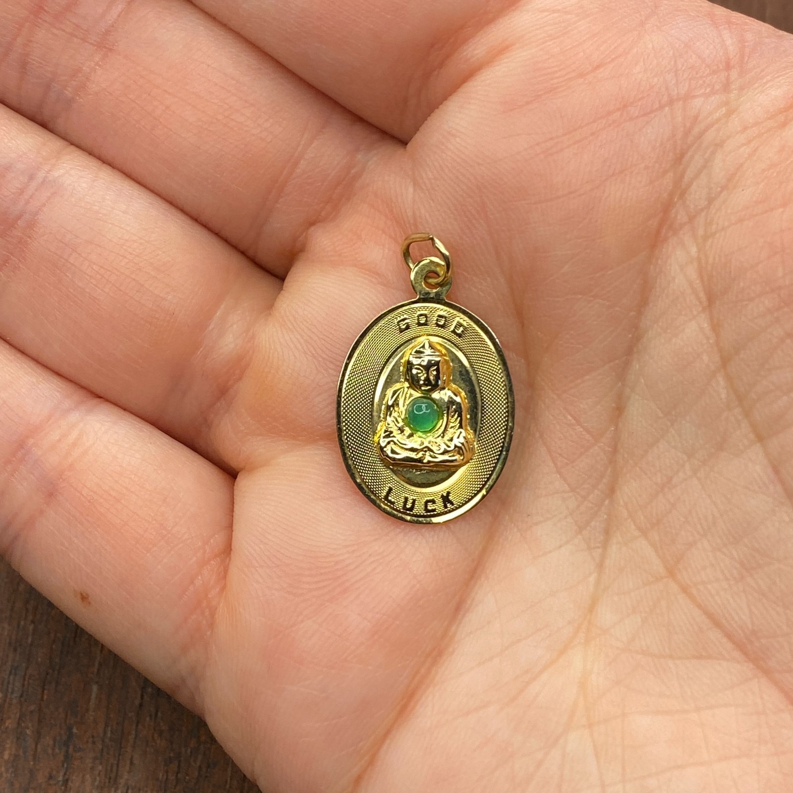 Vintage 925 Sterling Silver “Good Luck” Buddha Jade Pendant Bracelet Charm