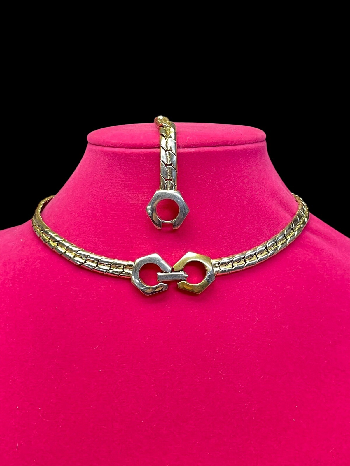 Vintage Curb Chain Necklace And Bracelet Set
