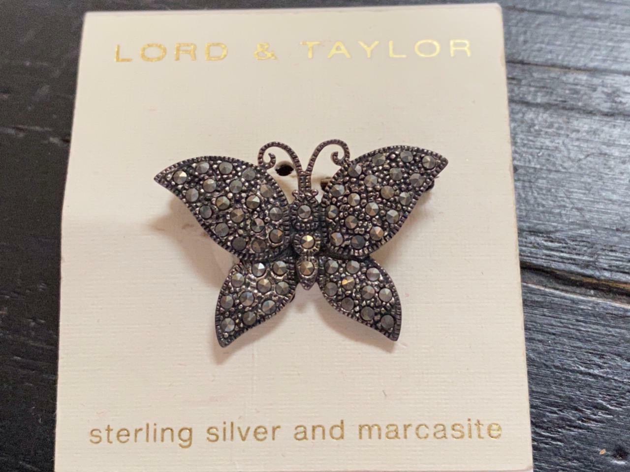 VTG 1980’S FAS MARCASITE & STERLING SILVER BUTTERFLY PIN/BROOCH- COSTUME JEWELRY