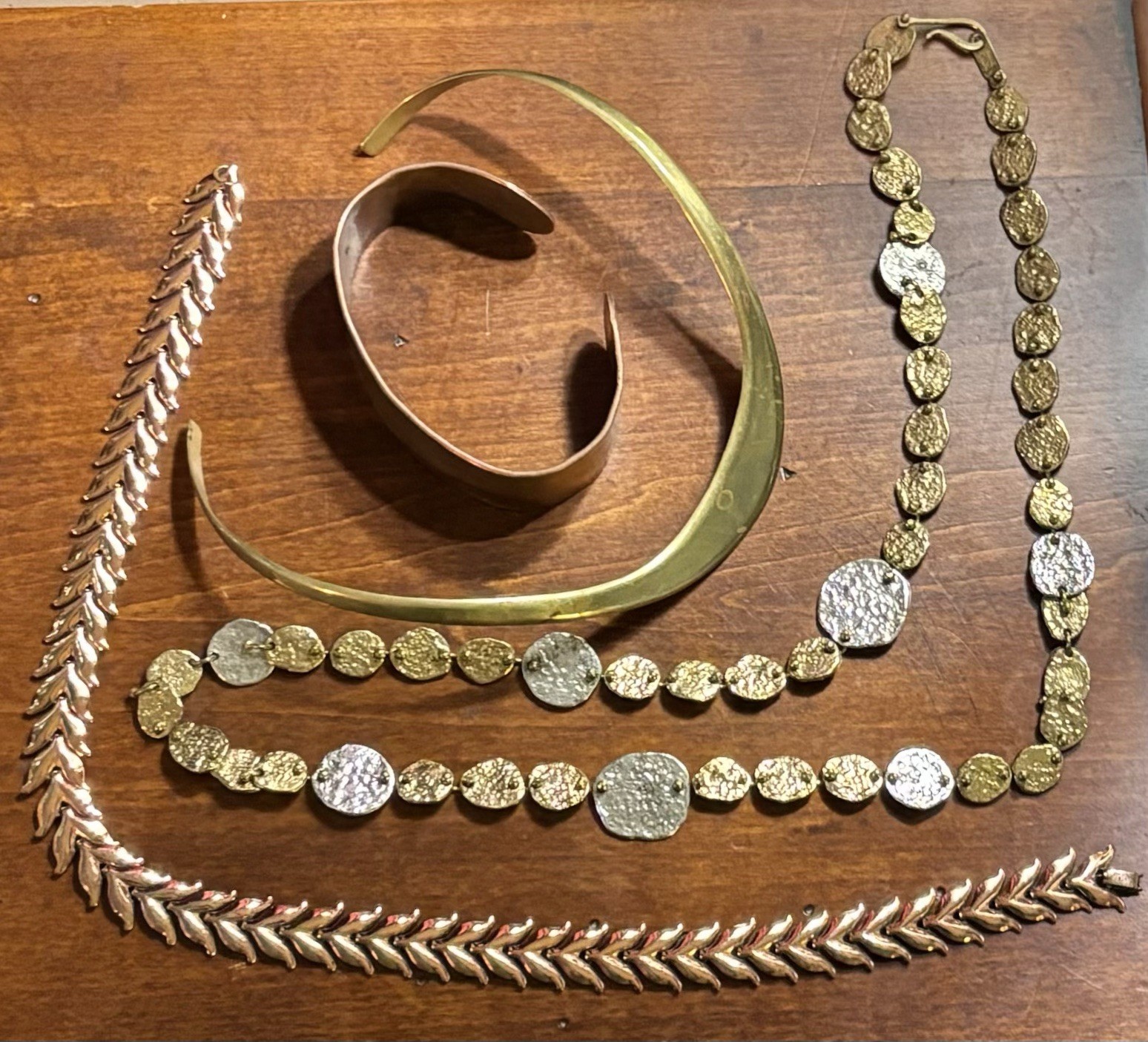 Brutalist Copper / Bronze ? Jewelry Lot / Anne Dick , Mexico , Renoir , Signed #