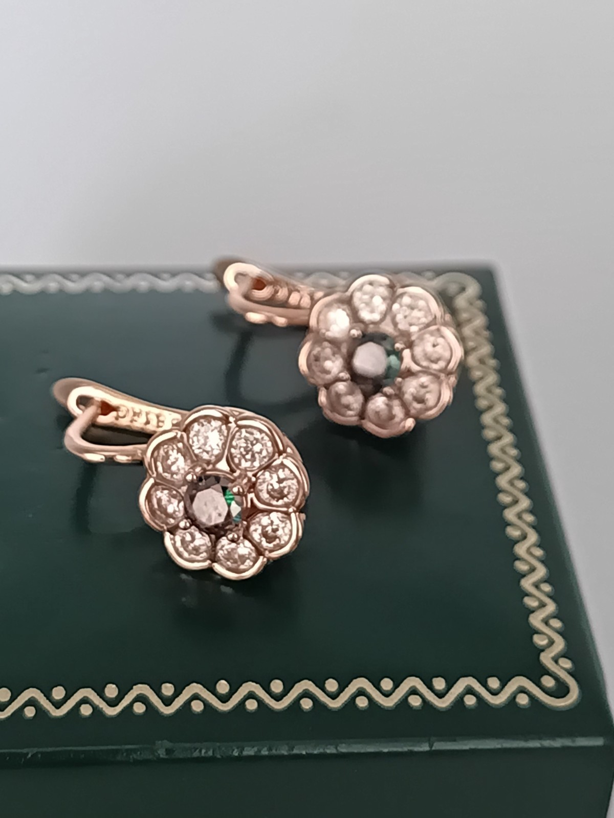 Vintage 1990-s 14 Ct Rolled Gold Mystic Topaz Zircons Earrings-Hallmarked 585 RG
