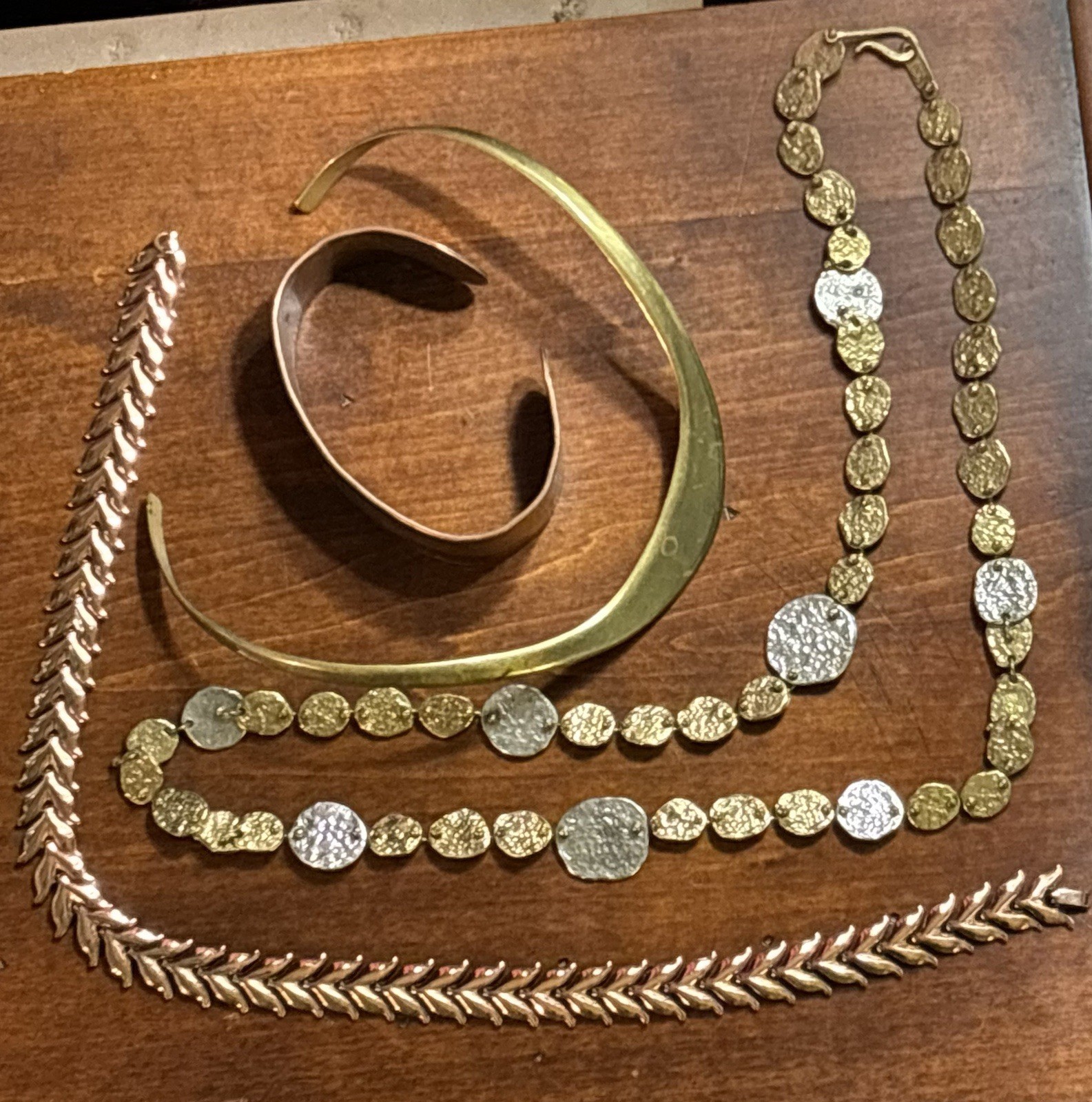 Brutalist Copper / Bronze ? Jewelry Lot / Anne Dick , Mexico , Renoir , Signed #