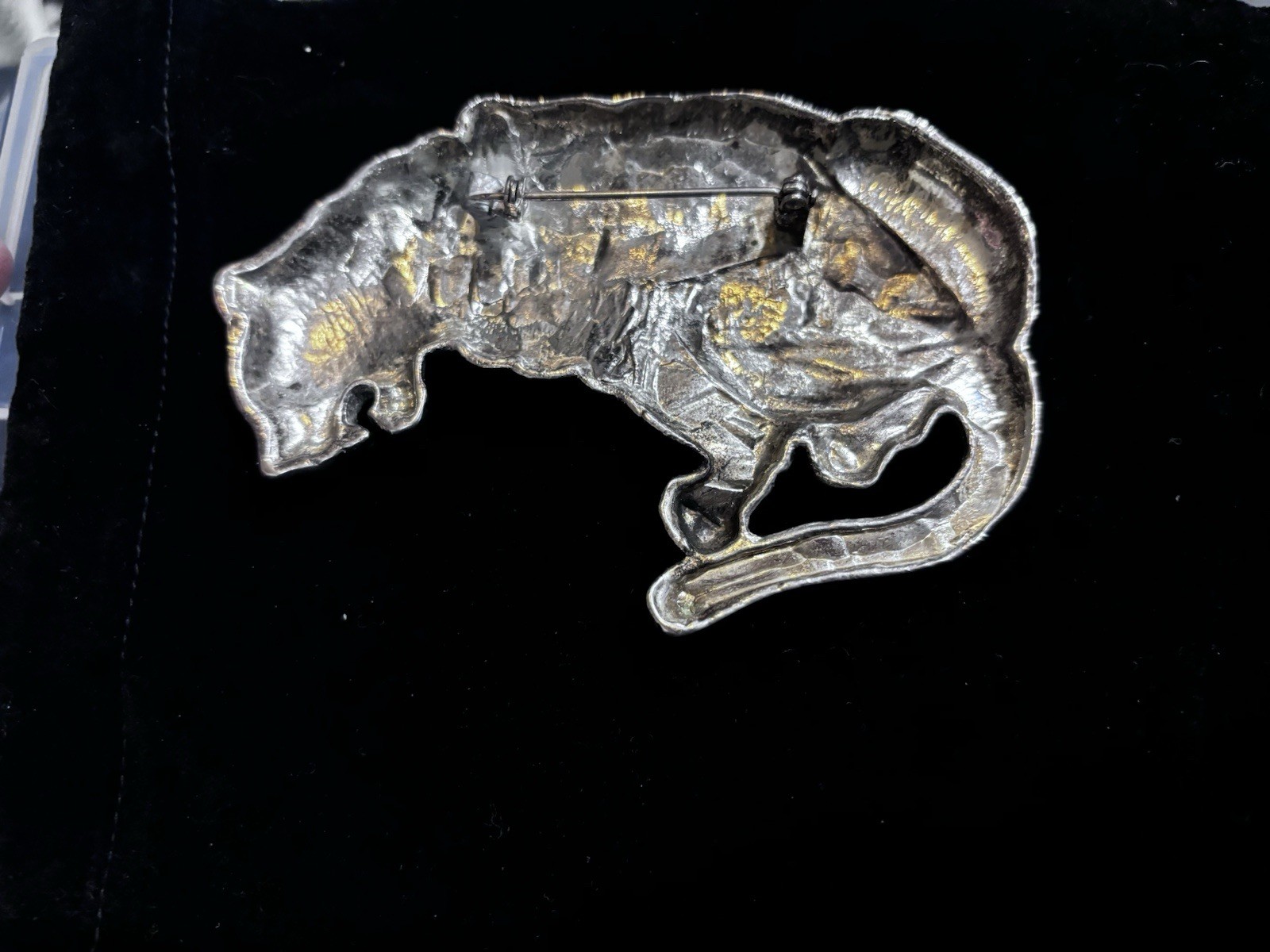 Vintage Silver Tiger Brooch