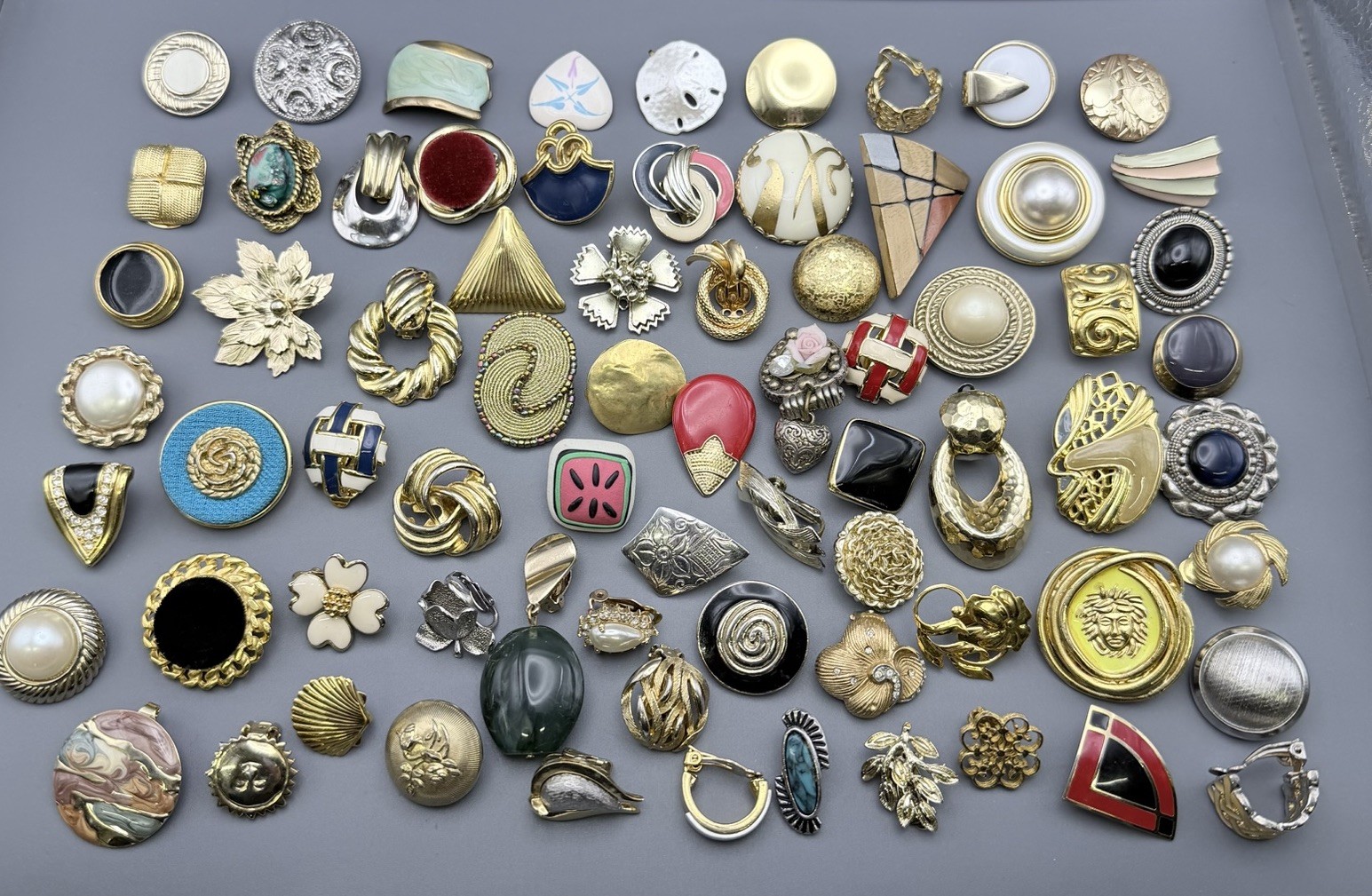 Vintage Single Clip On Earring Lot Mixed Metal Variety Repair Repurpose Craft