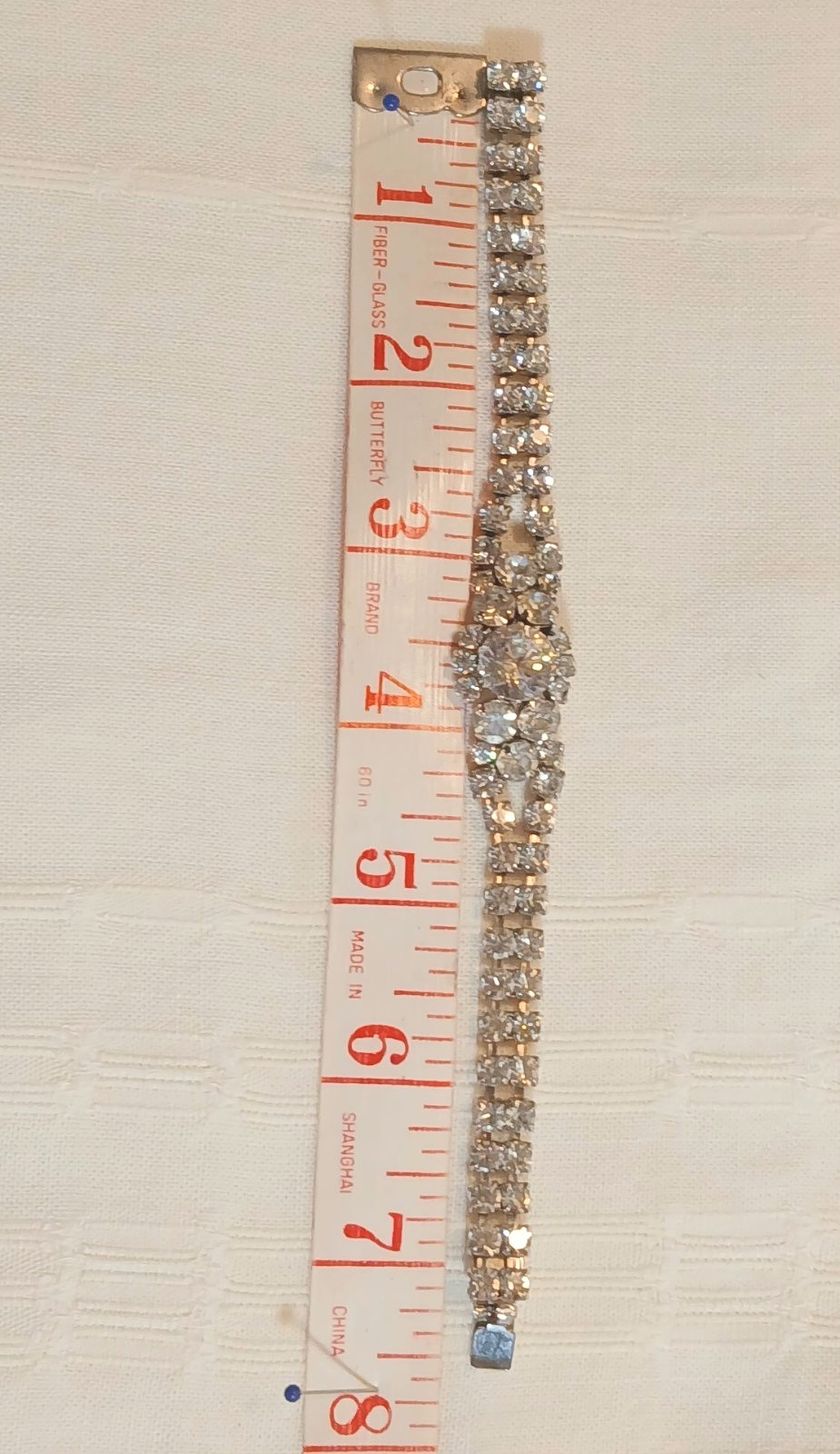 Vintage Austria 2-Layer Crystal Bracelet Bright Clear Crystals Signed Austria 7″