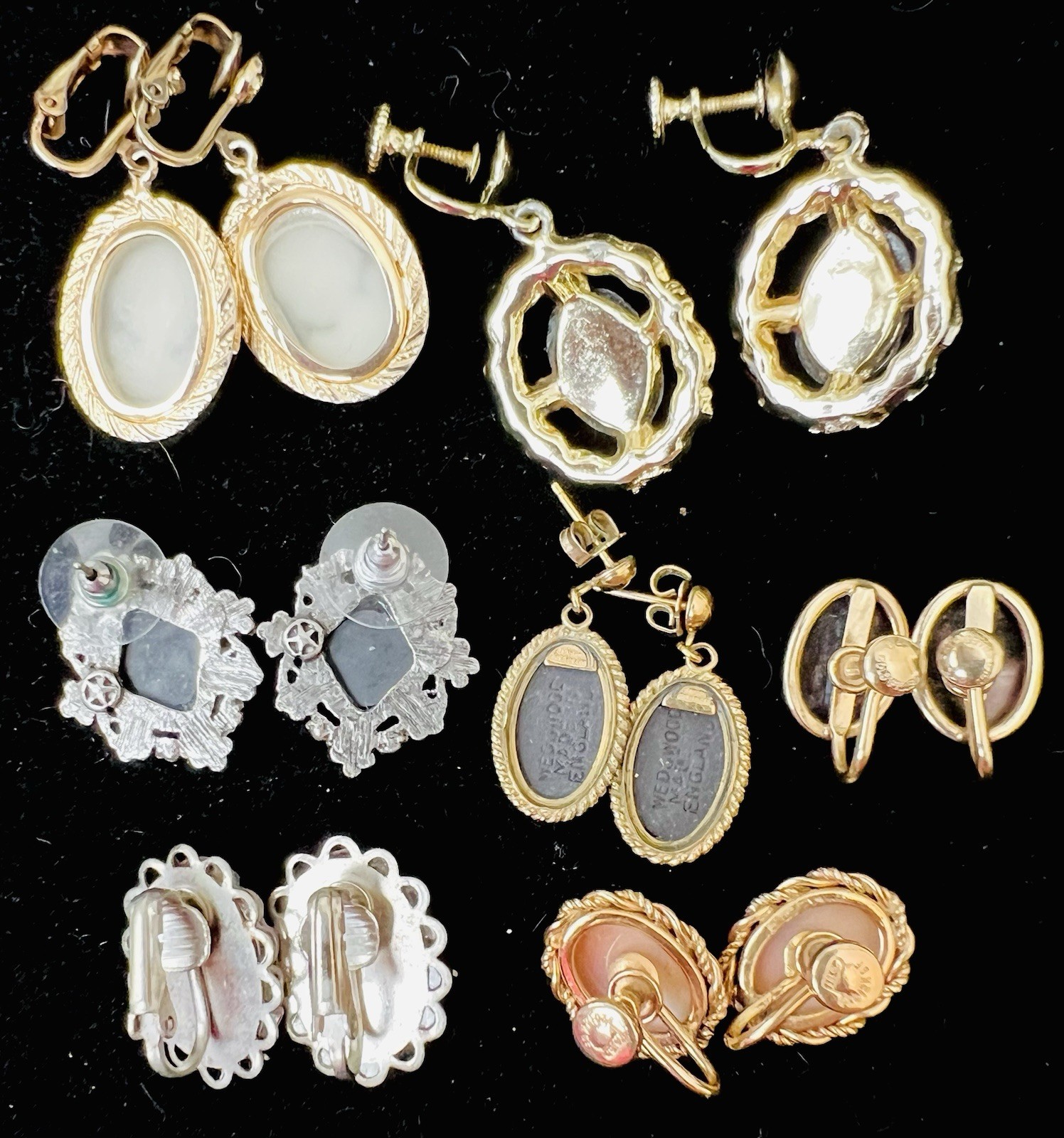 Vtg Estate Cameo Jewelry Artisan Painted Floral Romantic Victorian Revival Lot