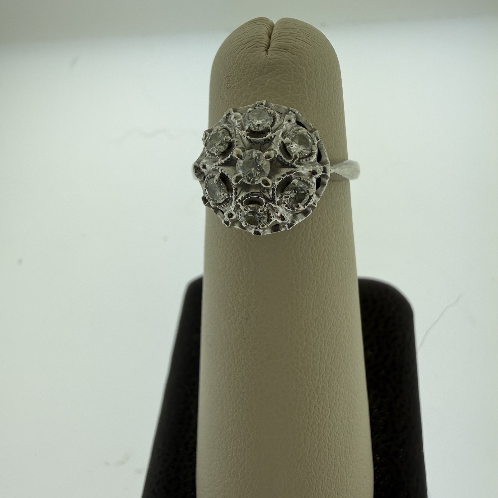 VINTAGE Estate 14k White Gold NATURAL Diamond 0.40CTTW Ring–Size 6