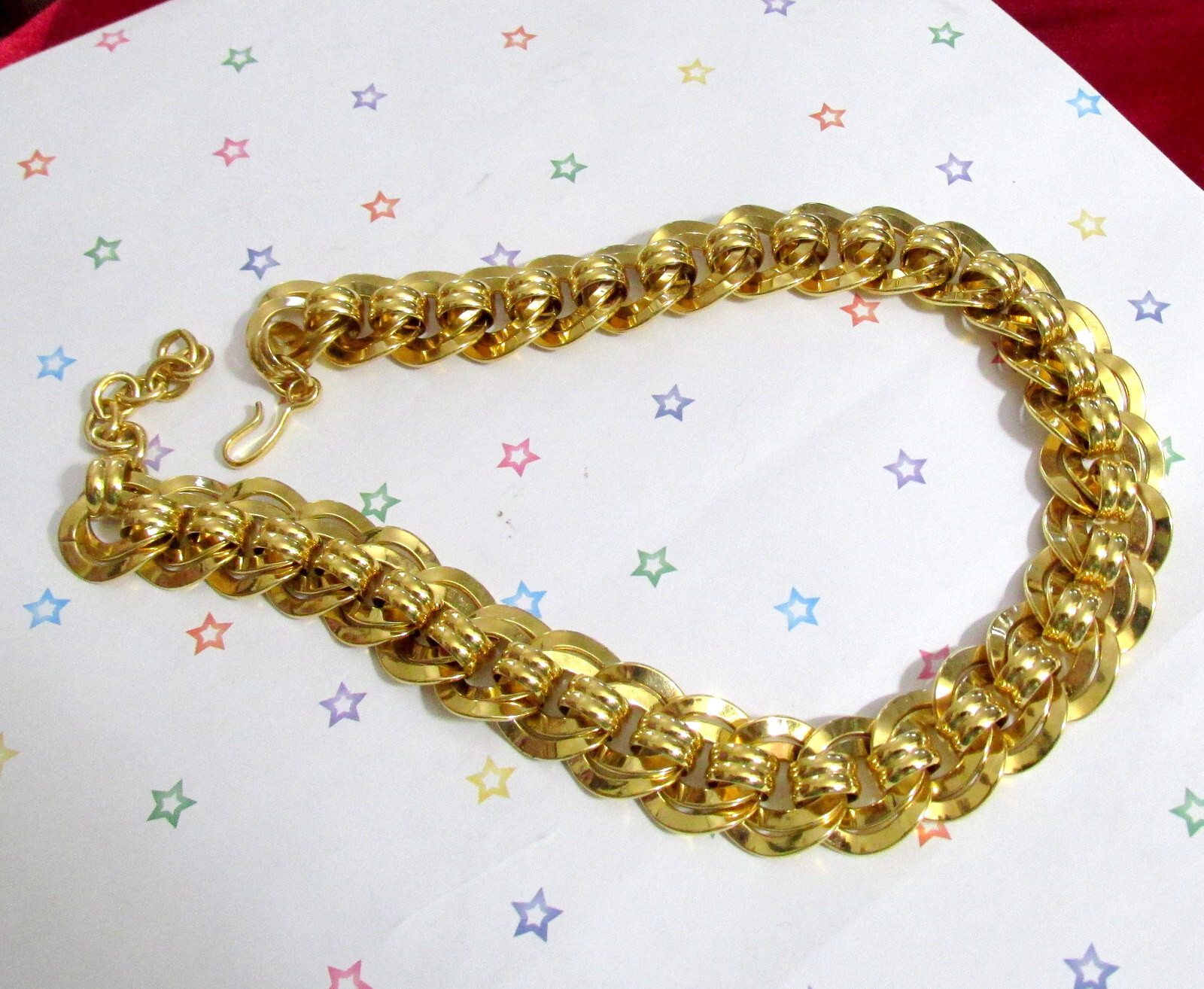 VTG RUNWAY WEIGHTY GP 19″ NAPIER DOUBLE LINK CHAIN NECKLACE CLASSIC STATEMENT