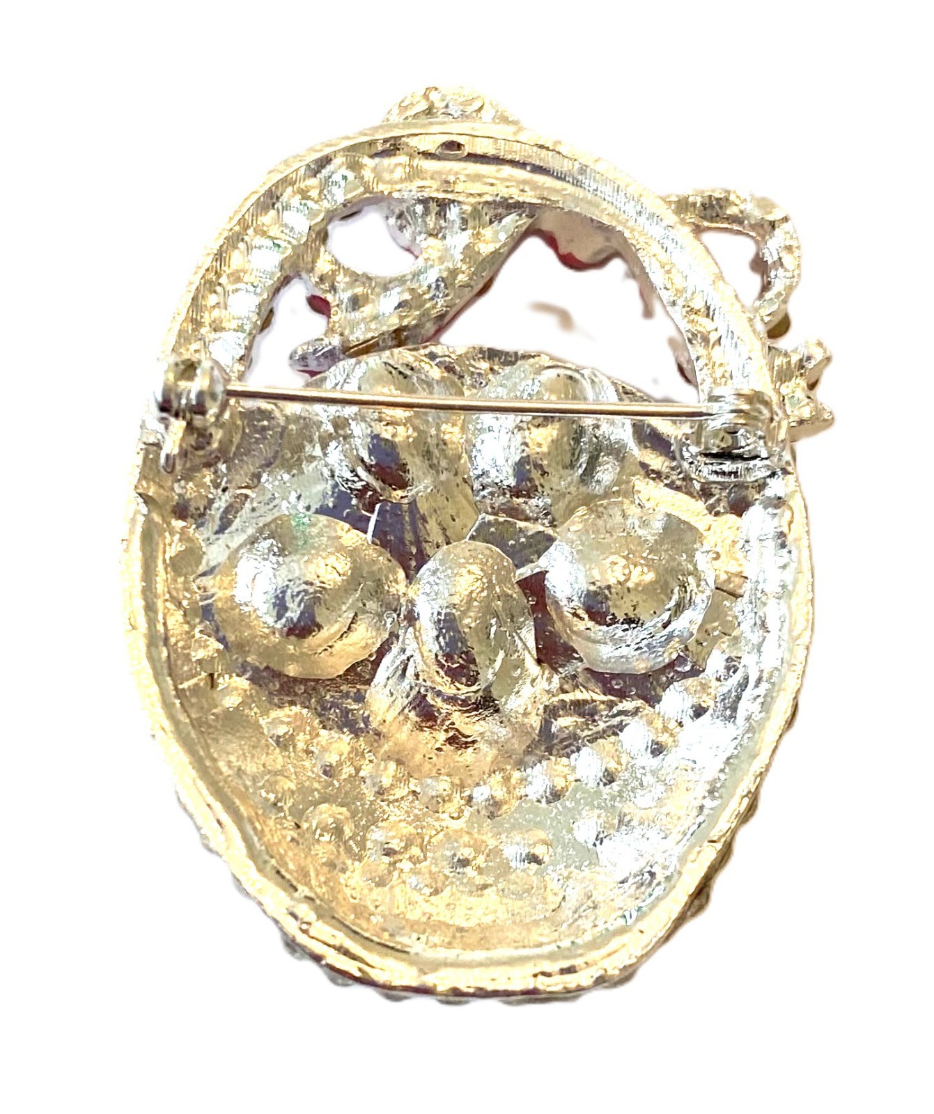 ADORABLE EASTER EGG BASKET BROOCH! Cute Spring, Easter Fun. Silver Tone Pin.