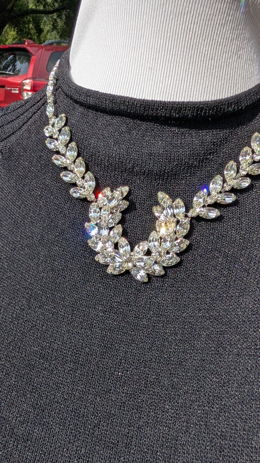 Fabulous vintage CHRISTIAN DIOR by KRAMER rhinestone adjust. statement necklace