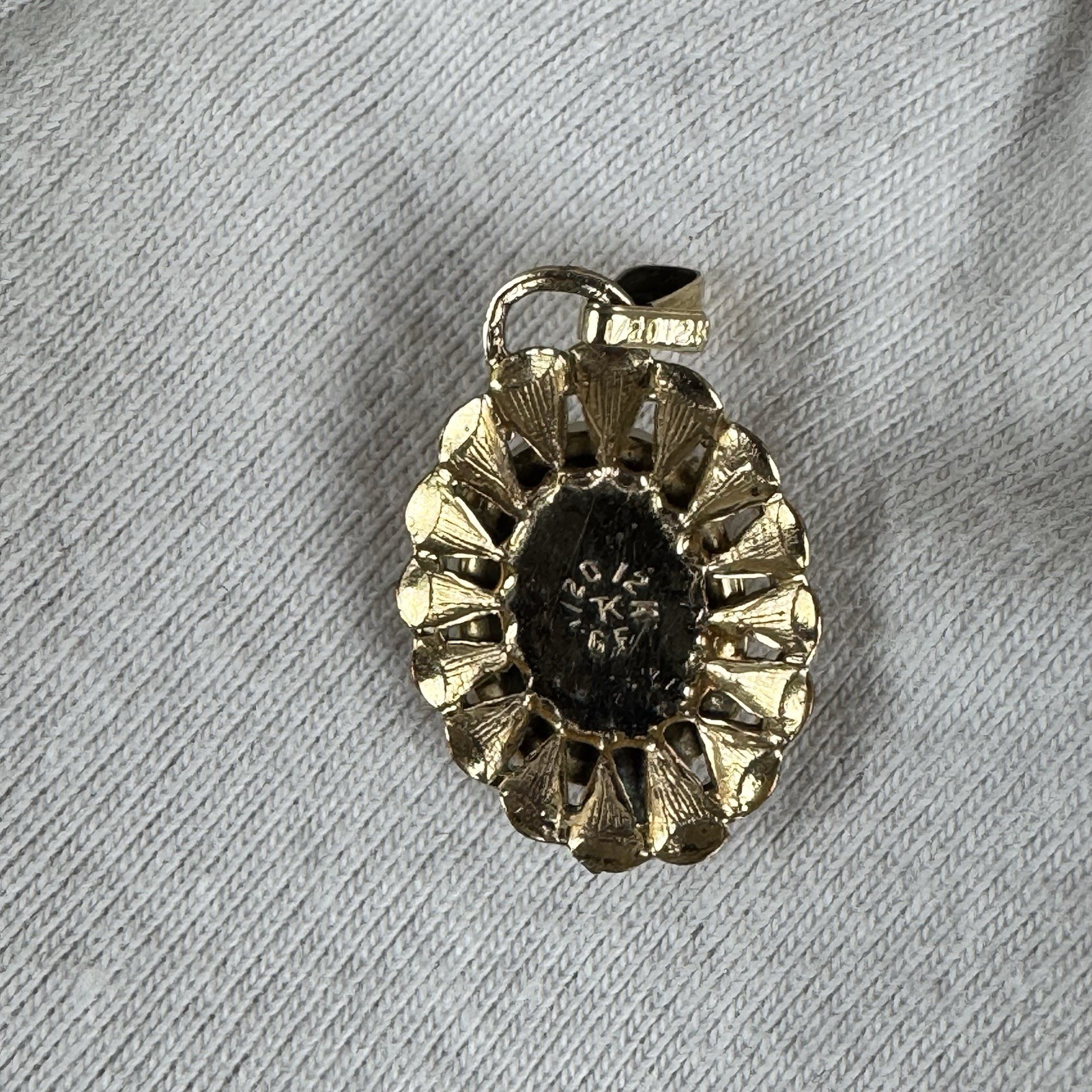 Vintage Gold-Filled Pendant w/Opalescent Glass Cabochon Mid-Century Opalite