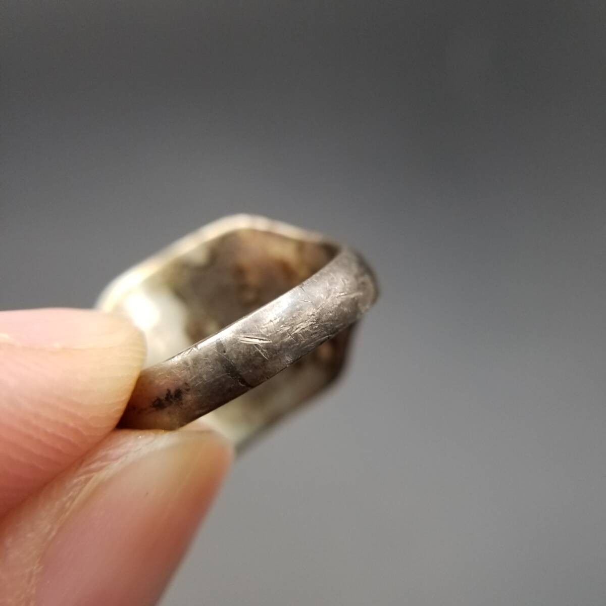 Simple No Monogram Art Deco 925 Silver Vintage Signet Ring Square