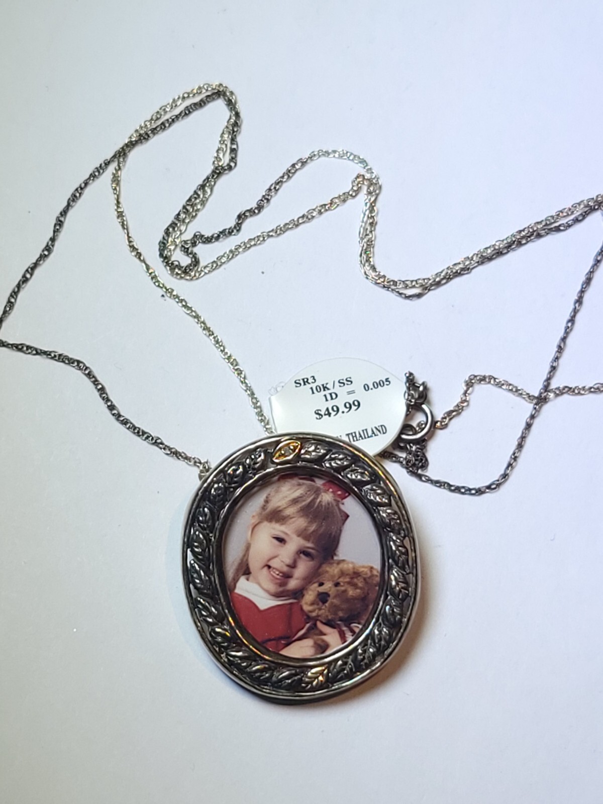 Sterling Silver 10k Gold & Diamond Vintage Mini Picture Frame / Pendant / Brooch