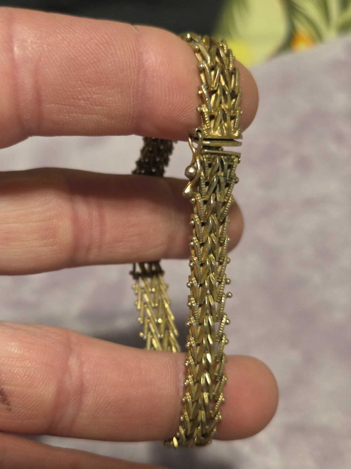 Vintage Stainless Steel Gold Tone Tennis Bracelet 7.5inch