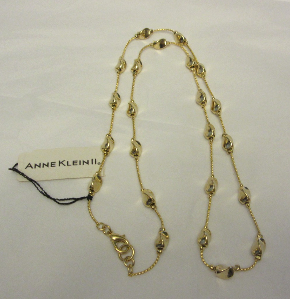 VTG Anne Klein II Gold Tone Necklace 24 IN long Unused w/ Tag