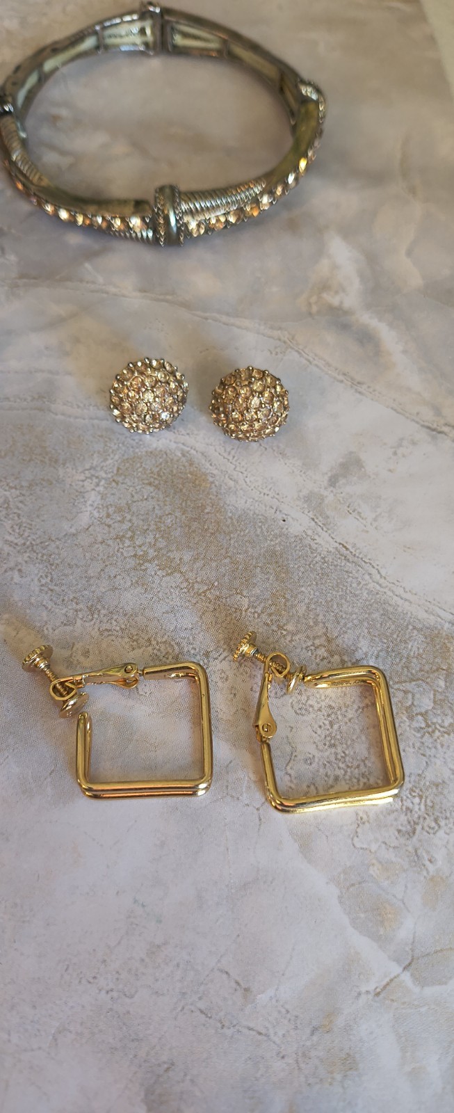 Vintage Jewelry Lot Necklace Earring Bracelet Goldtone Amber Brown Bronze Color