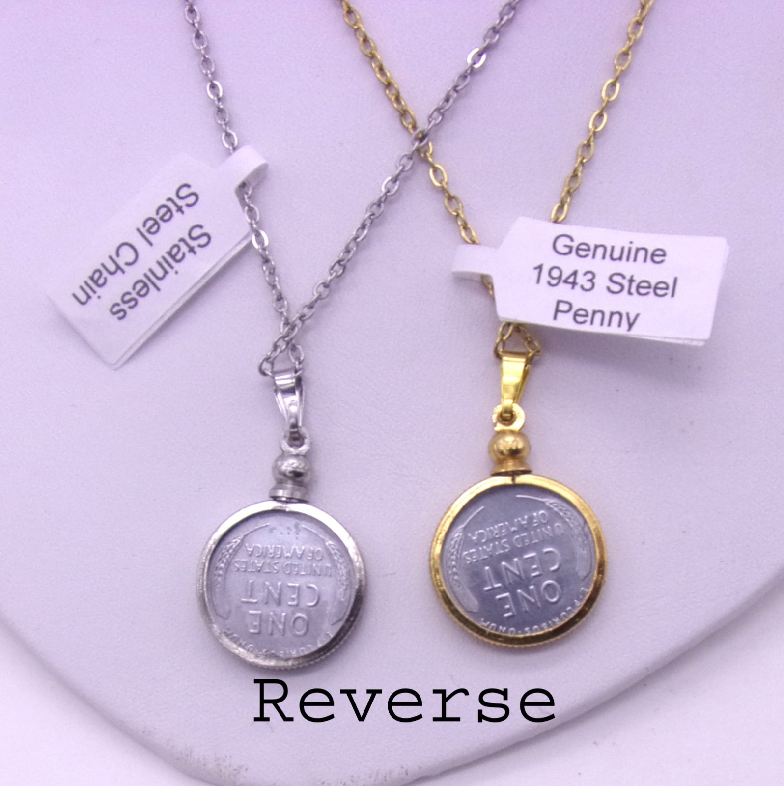 1943 War Penny In Bezel Necklace,Screw Top Bezel Necklace