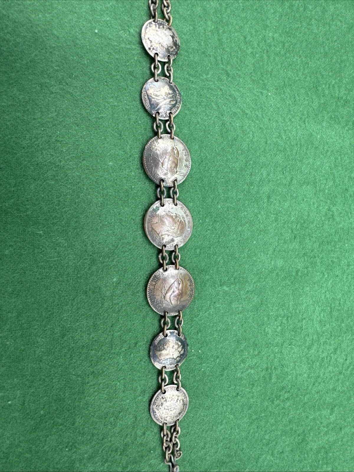 Vintage British Coin Bracelet 1944 Wren Farthing George VI WWII Era