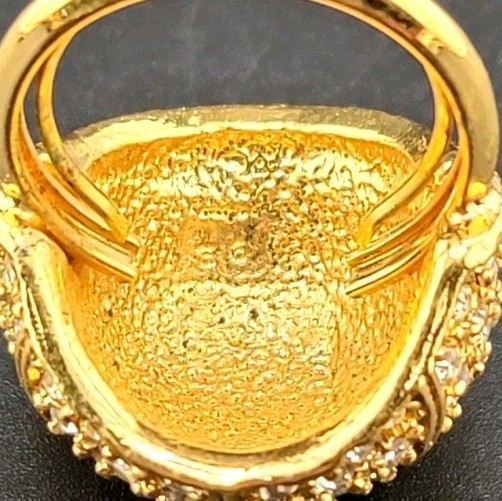 Vtg Sz 6 to 7.5 Ring Dome Honeycomb Cubic Zirconia Fashion Jewelry Size Bar