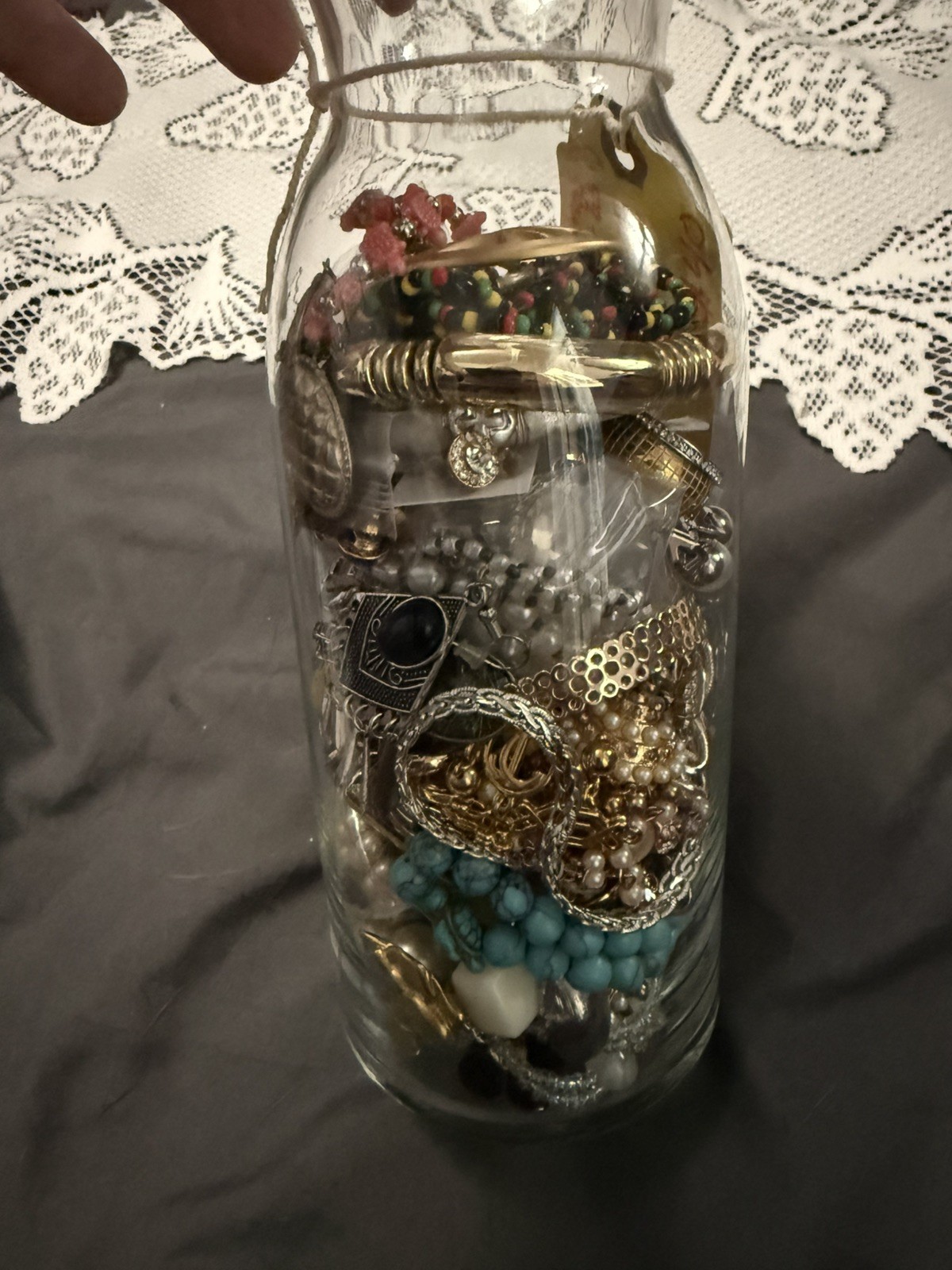 Mystery estate jewelry Jar Untested Wearable Vintage Modern 45pieces