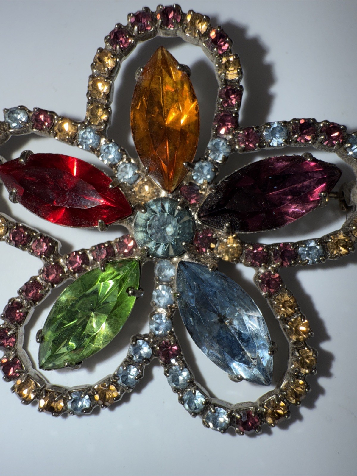 Multi Colored Marquee Crystals Prong Set Floral Design 4I