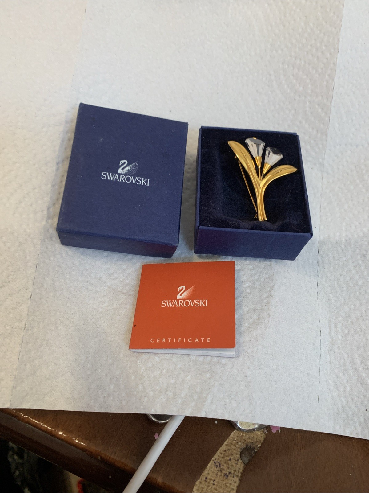 Vintage Swarovski Calla Lily Brooch In Box