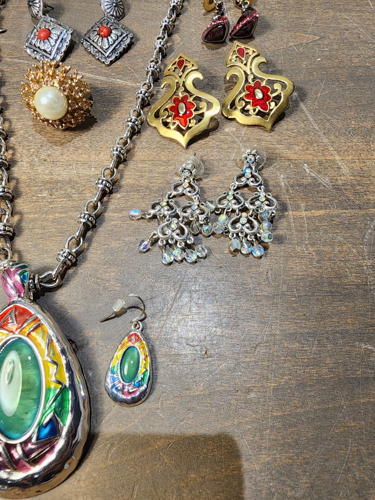 Rhinestone Bear Rainbows Owl 26 Pc Earrings, Necklaces Costume Jewelry Lot