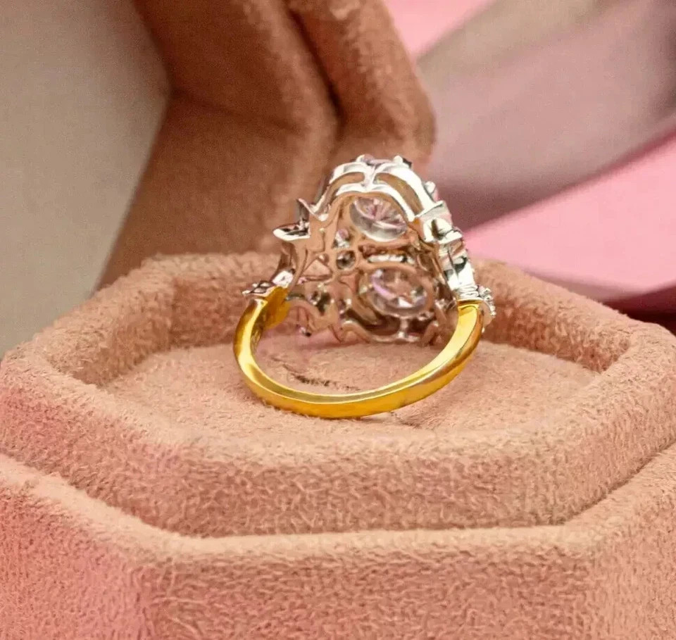 3Ct Art Deco Vintage Style Lab Created Diamond Engagement 14K Gold Finish Ring