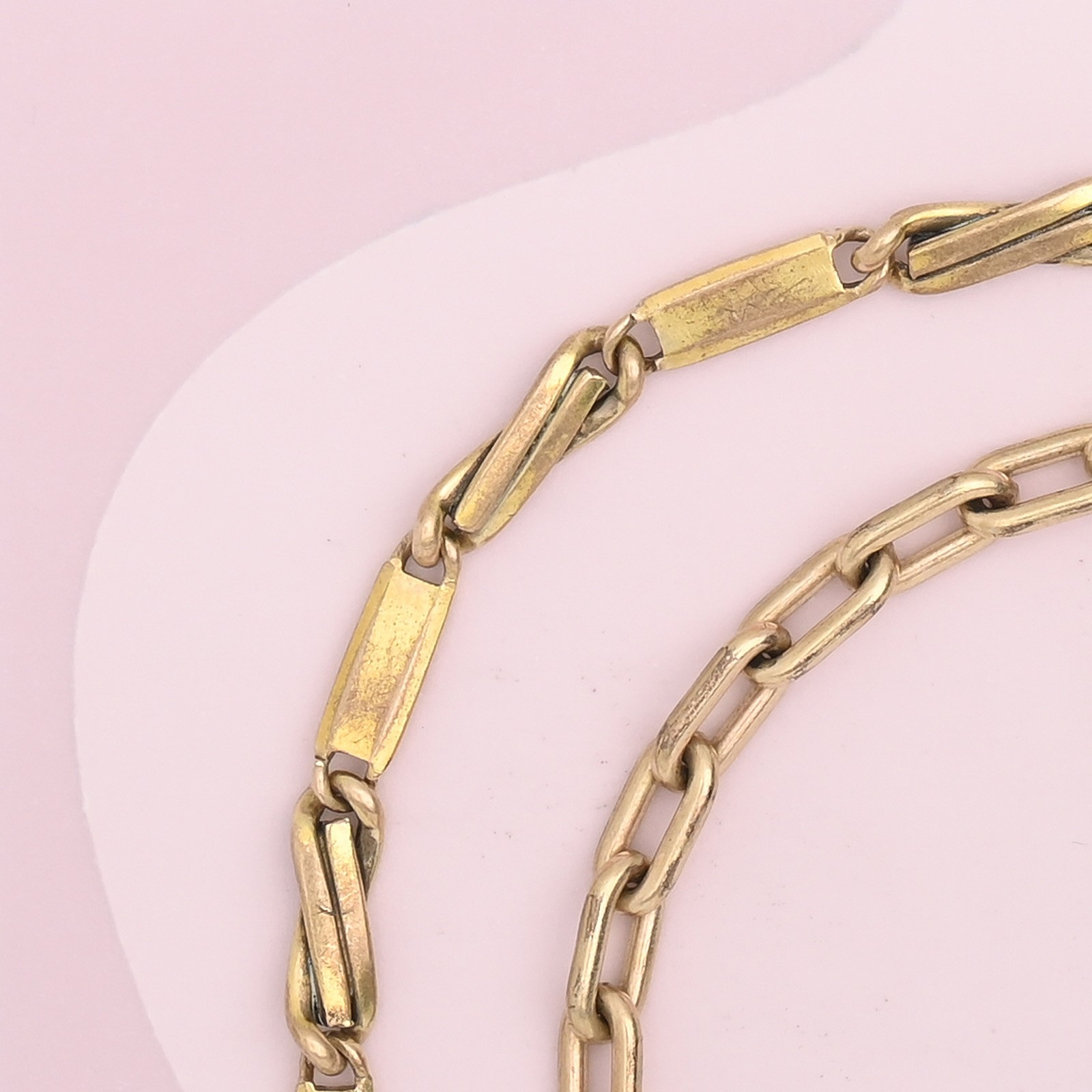 Antique Victorian Upcycled Yellow Gold Filled T-Bar Cable Fancy Chain Necklace