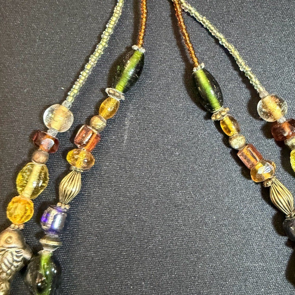 Vintage Artisan Beaded Necklace and Earring Set