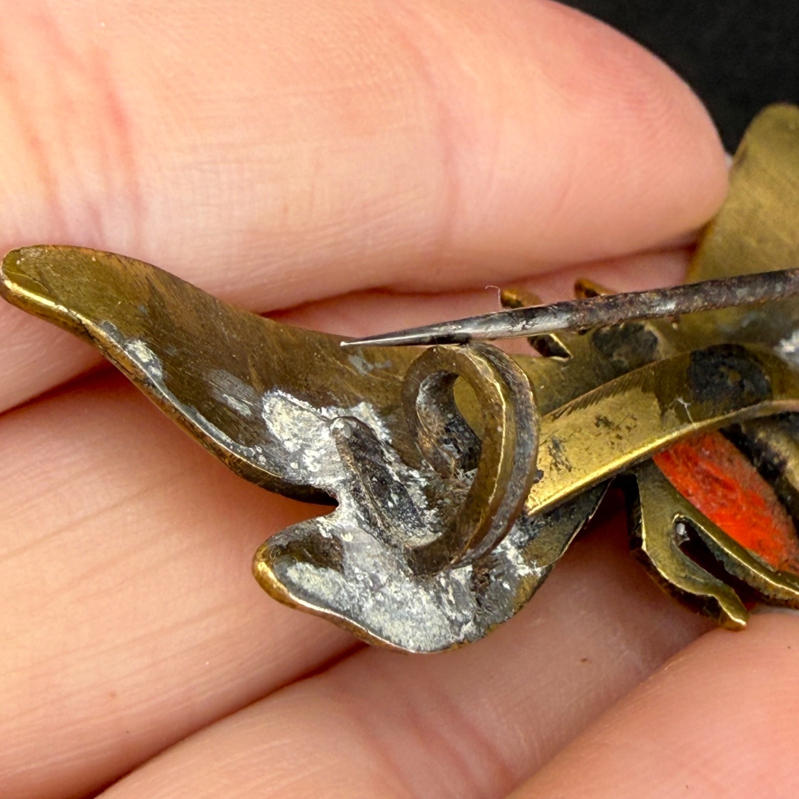 Vintage Dragonfly Brooch Gold Tone Insect Old
