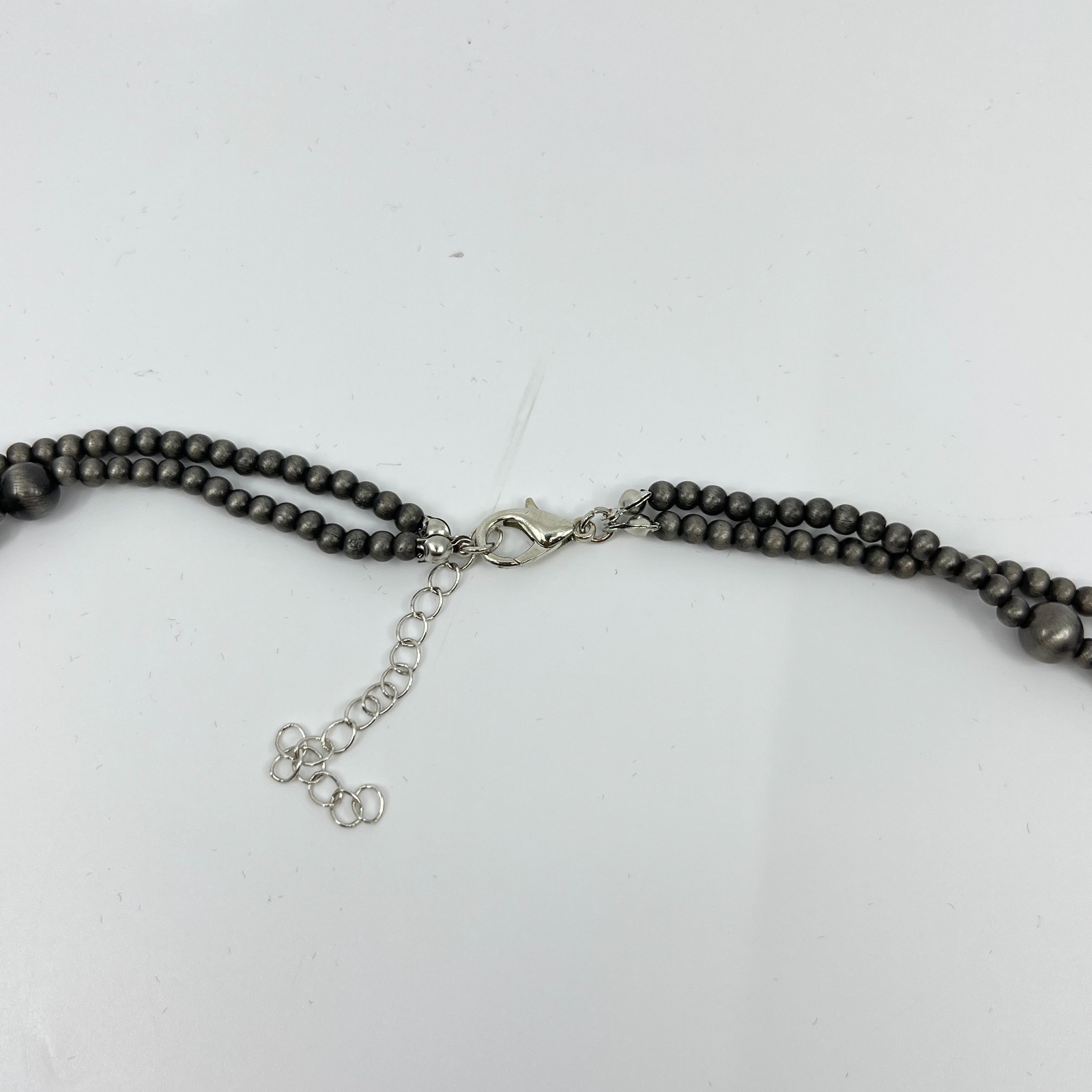 Vintage Southwestern Style Long Hematite Gray Beaded Strand Necklace Classic
