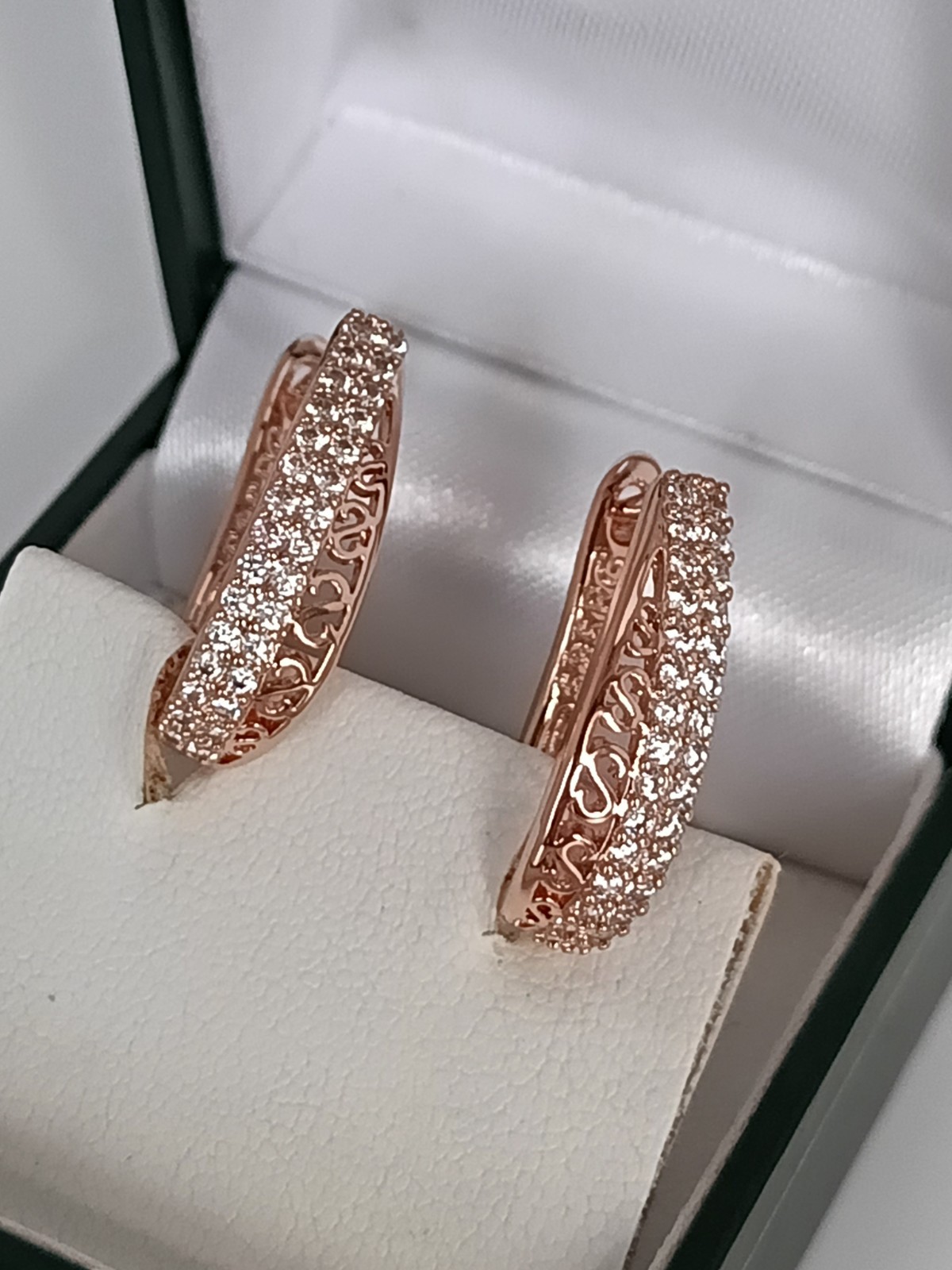 Vintage 1990-s 14 Ct Rolled Gold Zircons Earrings-Hallmarked 585 RG