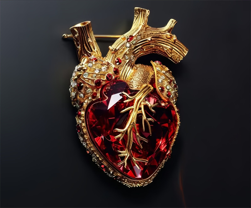 Red Heart Crystal Zircon Brooch, High quality Custom Brooch 2.9cmx4.2 cm