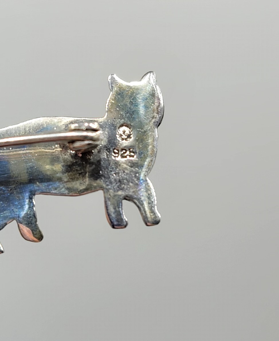 Vtg Brooch Pin Cat Mom Kittens Designer Signed Sterling Silver 925 Jewelry