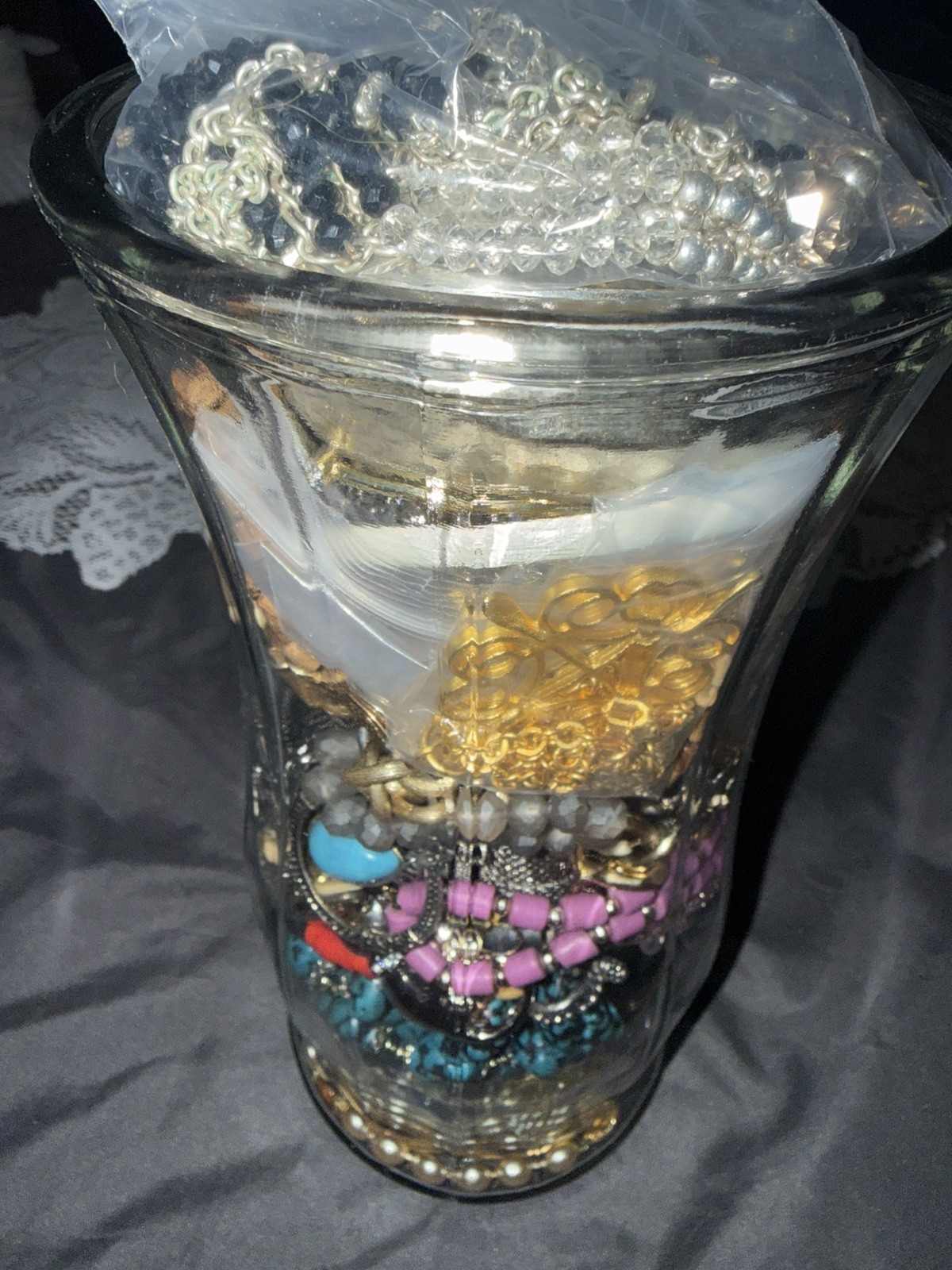 4.5lbs Mystery estate jewelry Jar Untested Wearable Vintage Modern 50+ pieces