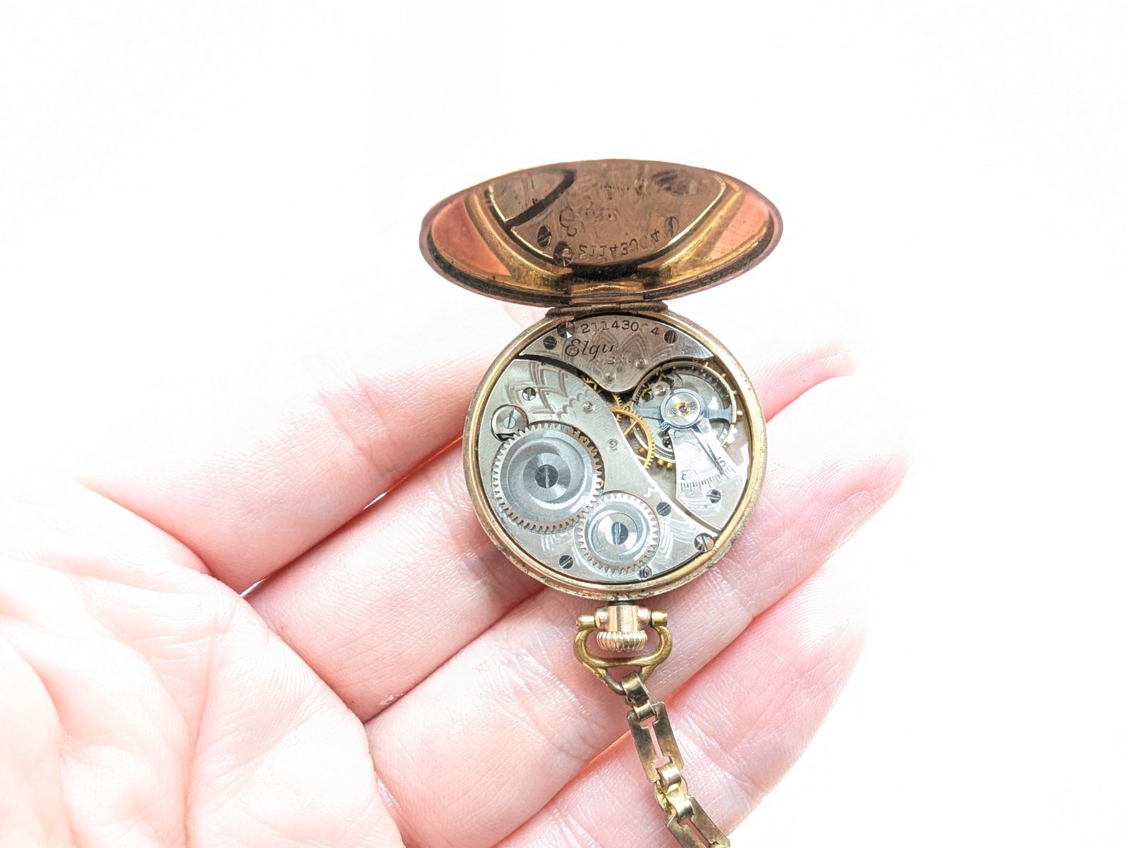 Antique 1920’s Elgin Transition Pocket Watch 12k GF Art Deco WORKS