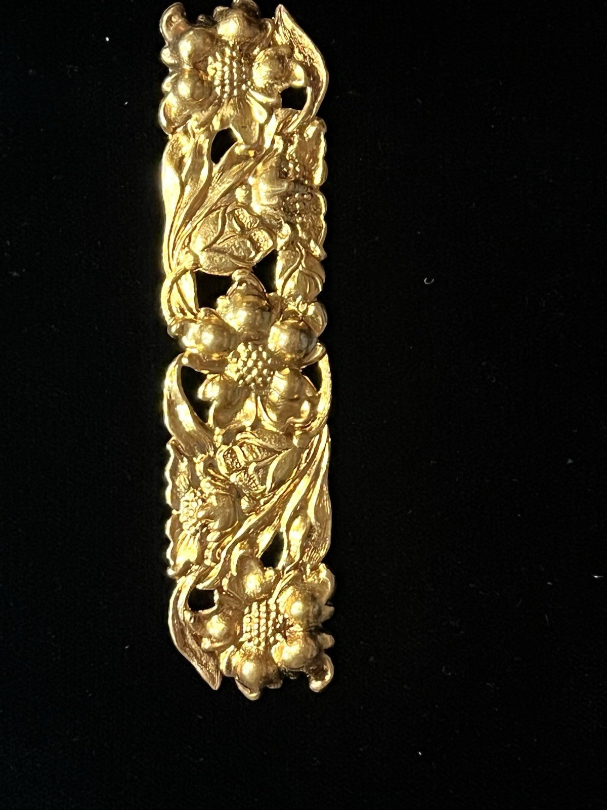 Vintage Floral 22K Plated Brass Stamping for Jewelry/Decoration/Barrette/Brooch