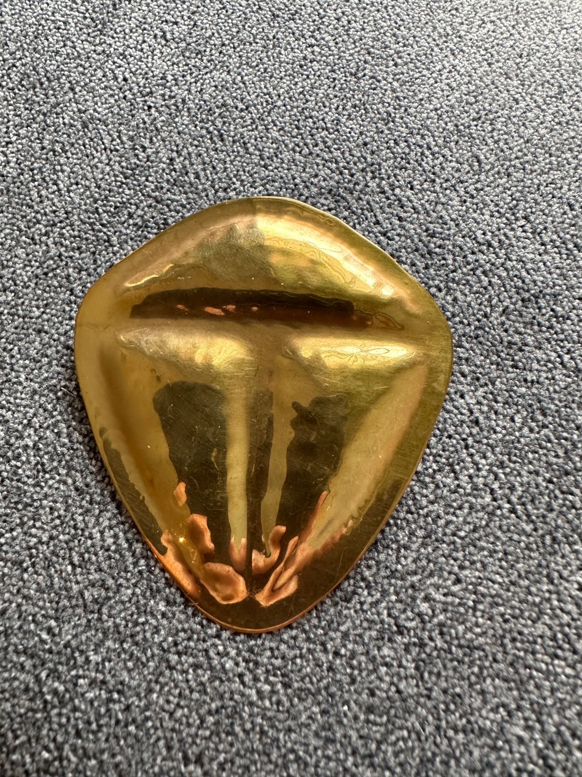 Vintage Modernist Brutalist Brass Brooch Pin Signed Unknown Artist Studio Art